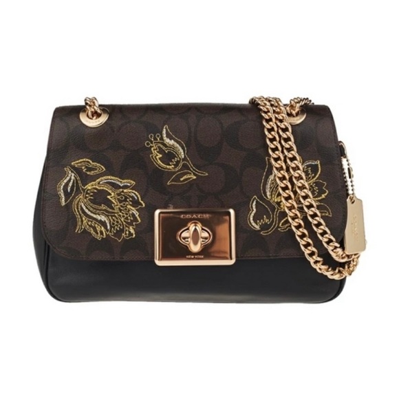 Coach Handbags - NET Coach bag| Brown & Black Signature Tulip Cassidy Leather-Trim Crossbody Bag